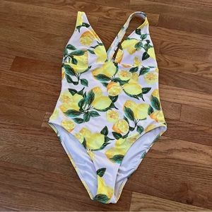 Forever 21 Lemon Print One Piece Swimsuit
